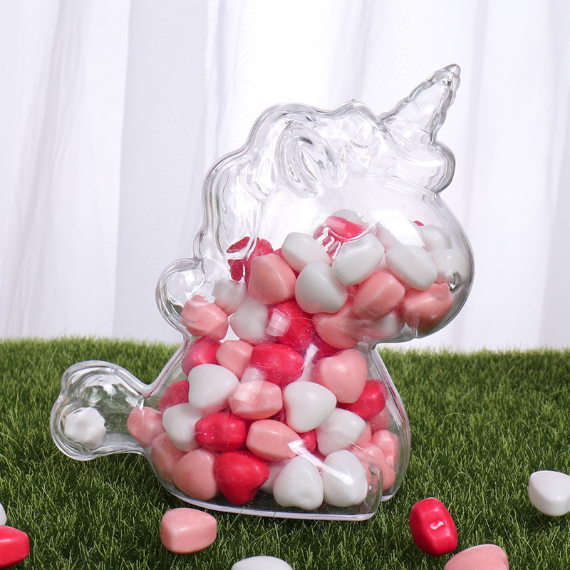 Event Party Box - 6Pcs Transparent Plastic Unicorn Shape Candy