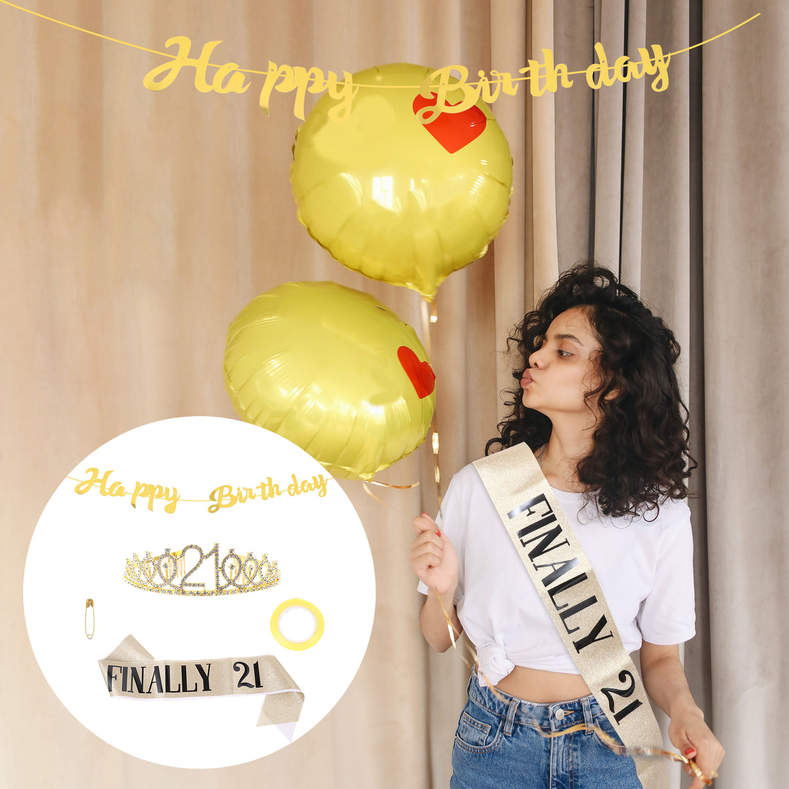 1Set Birthday Crown Sash Banne - Birthday Sash Glitter recension och pris