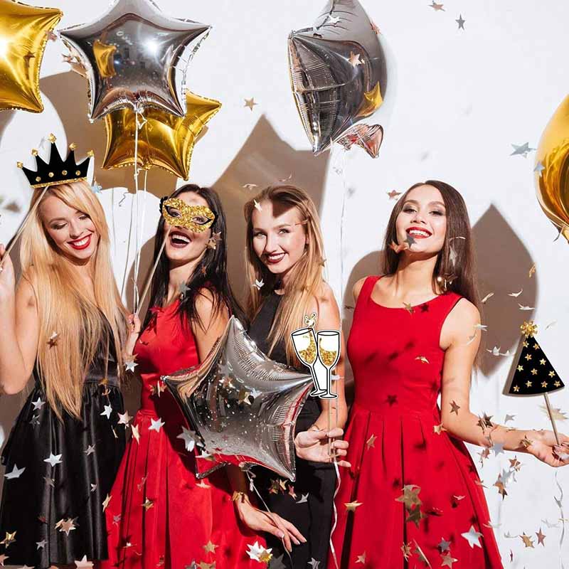 23Pcs Black Golden Paper Party - Photo Booth Frame recension och pris