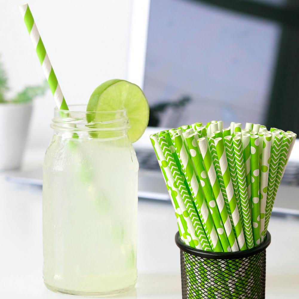 100Pcs Colorful Striped Print  - Paper Straw Color recension och pris
