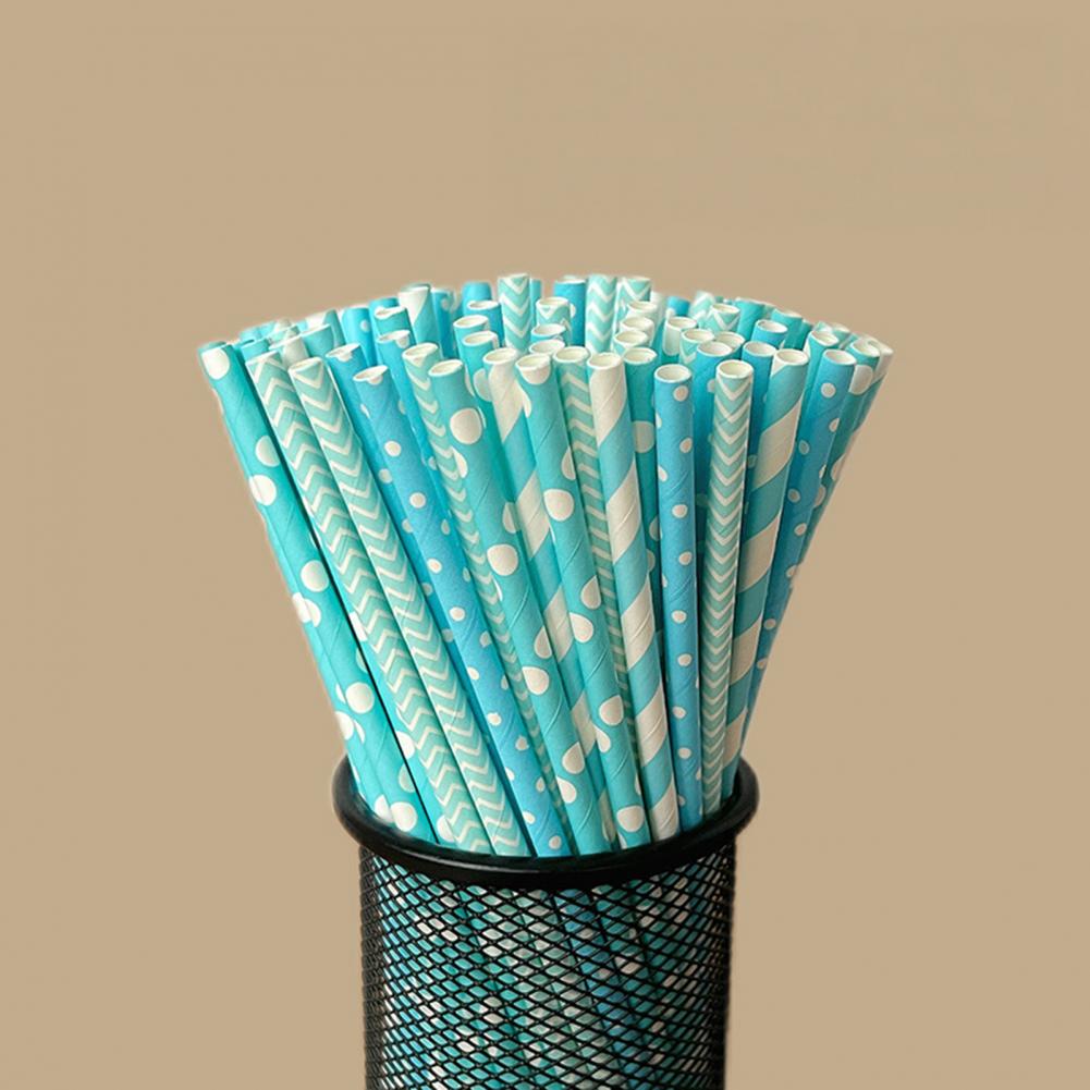 100Pcs Colorful Striped Print  - Paper Straw Color recension och pris