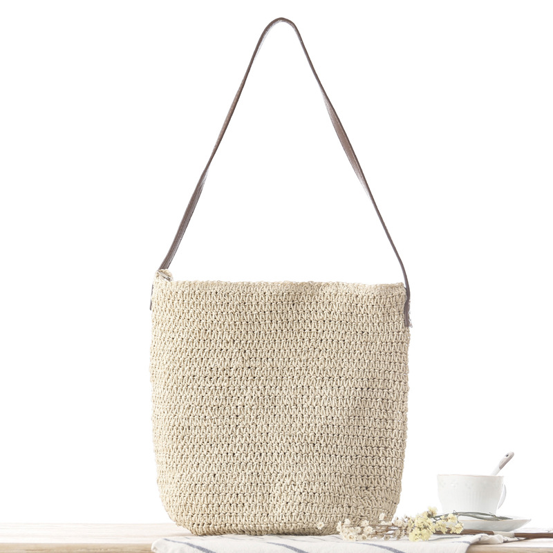 Straw Shoulder Woven Beach Sol - Paper Straw Color recension och pris