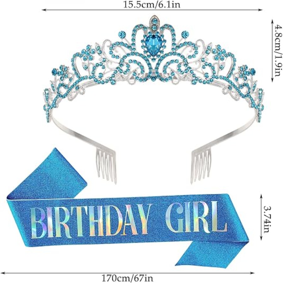 2Pcs Set Rhinestone Crystal Cr - Birthday Sash Glitter recension och pris