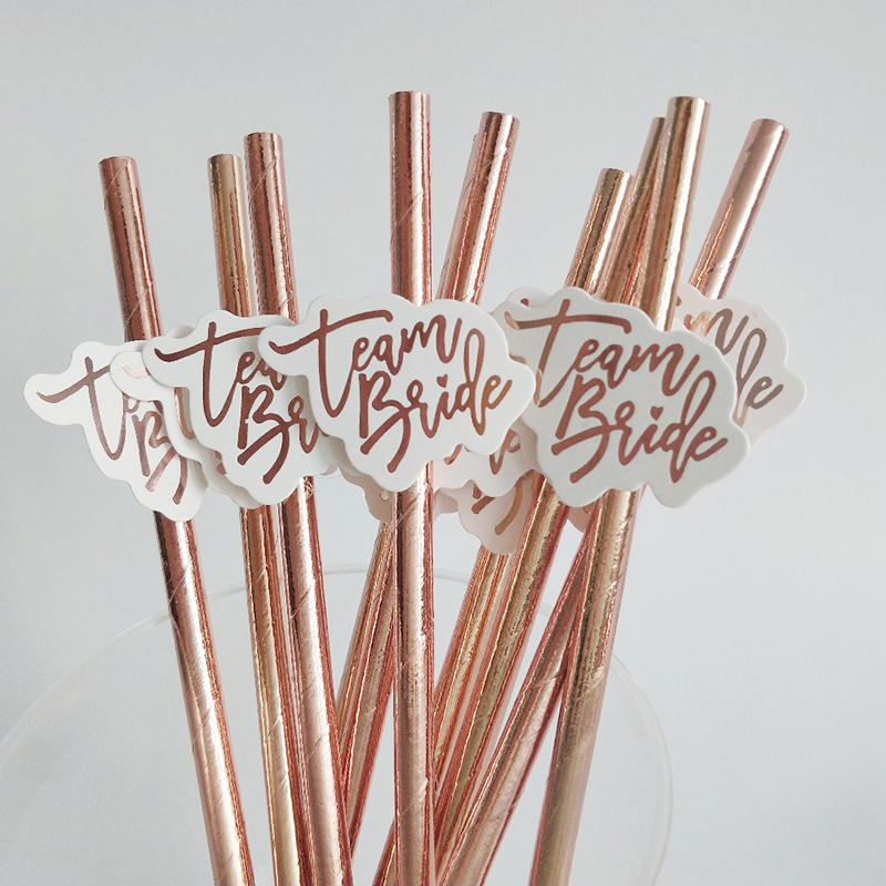 10pcs Team Bride Rose Gold Str - Paper Straw Color recension och pris