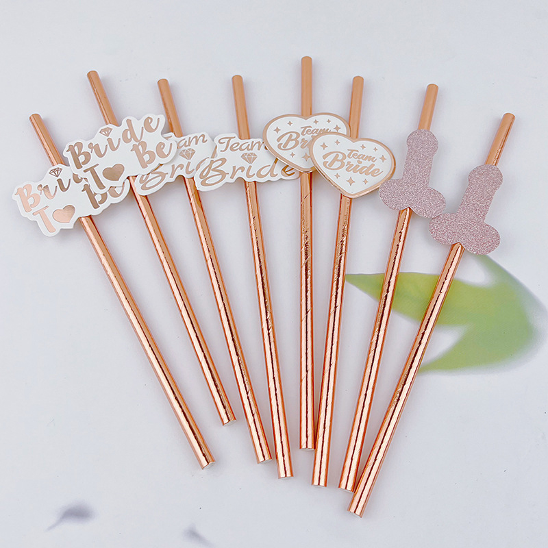 10pcs Team Bride Rose Gold Str - Paper Straw Color recension och pris