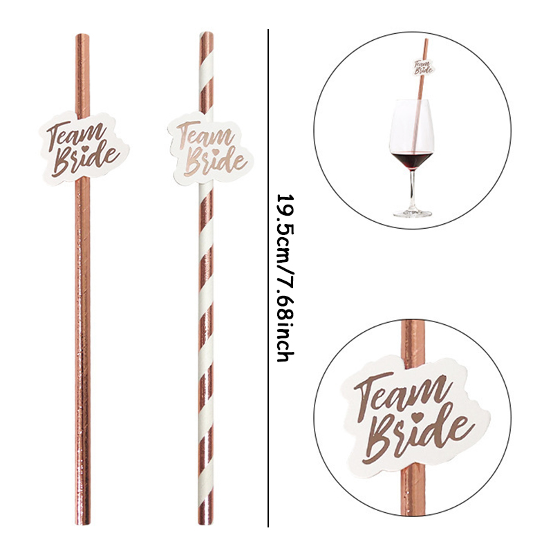 10pcs Team Bride Rose Gold Str - Paper Straw Color recension och pris