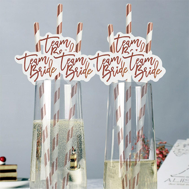10pcs Team Bride Rose Gold Str - Paper Straw Color recension och pris