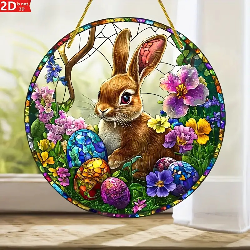 2Pcs Easter Rabbit Stained Acr - Flower Wall Panel recension och pris