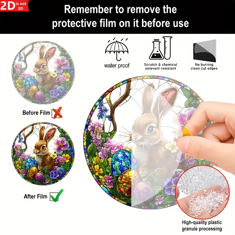 2Pcs Easter Rabbit Stained Acr - Flower Wall Panel recension och pris