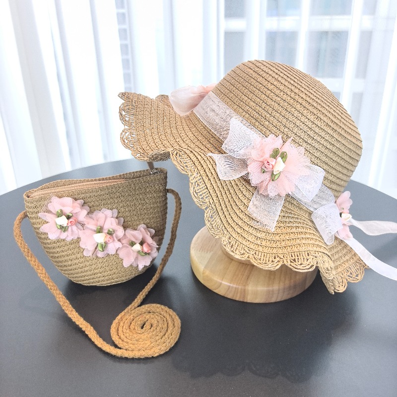 Girls 2pcs Straw Hat Solid Col - Paper Straw Color recension och pris