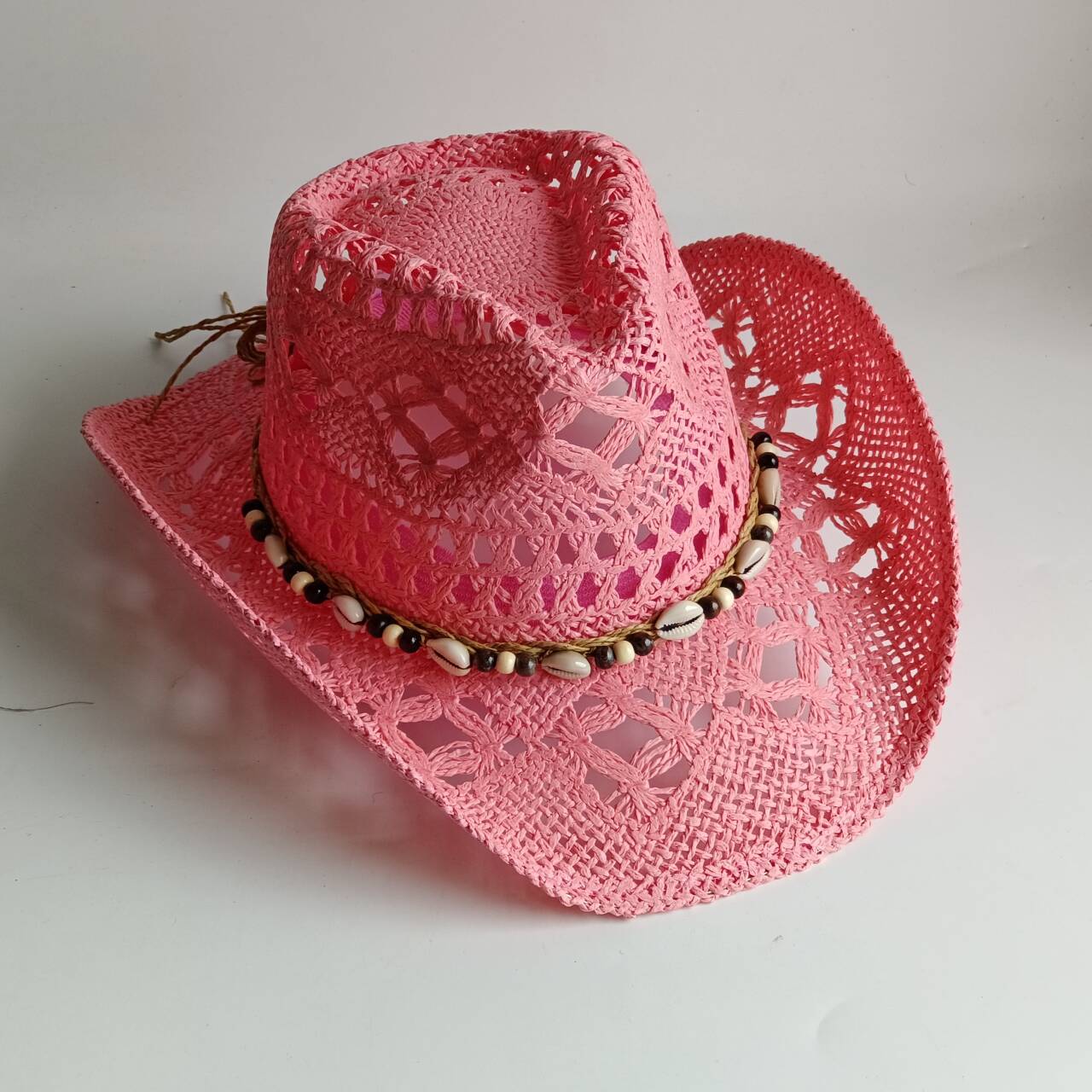 Pink Cowboy straw hat  hollow  - Paper Straw Color recension och pris