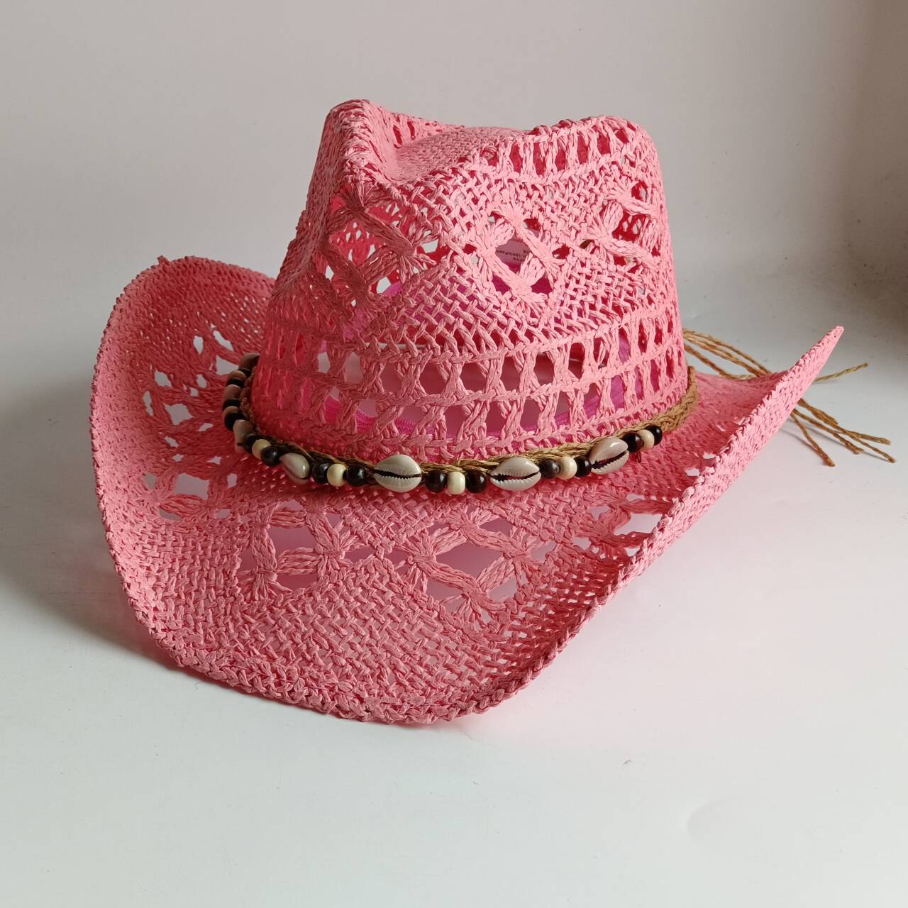 Pink Cowboy straw hat  hollow  - Paper Straw Color recension och pris