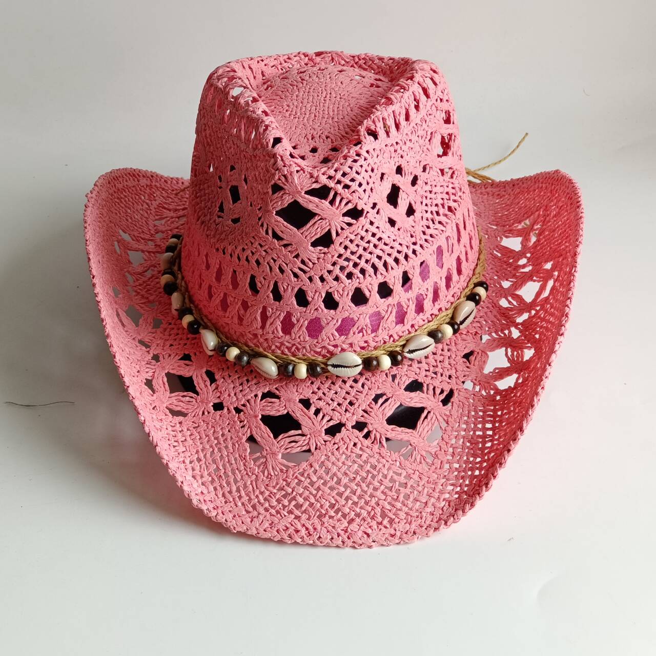 Pink Cowboy straw hat  hollow  - Paper Straw Color recension och pris